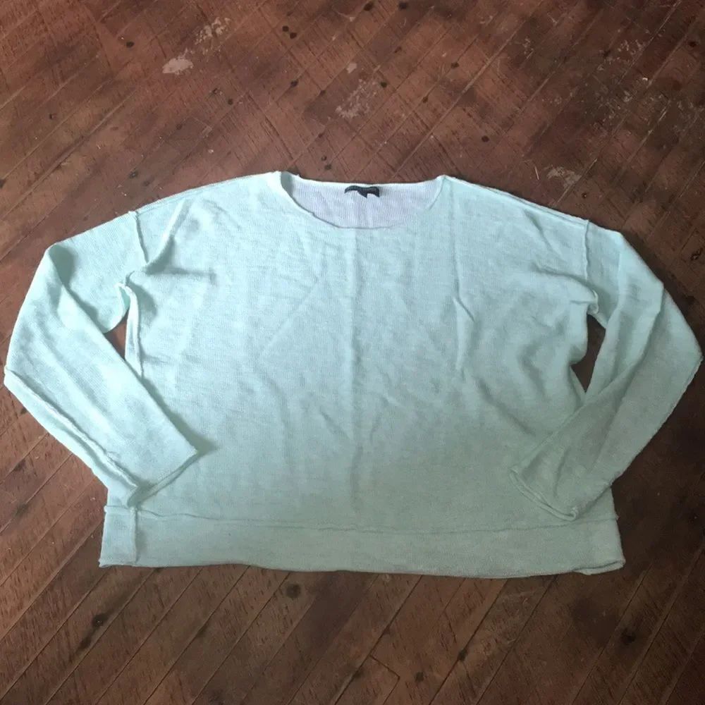 Eileen Fisher organic linen raw edge luxe crop sweater